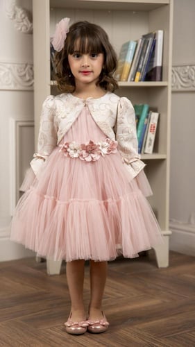 فستان وردي بناتي بقصة جاكيت