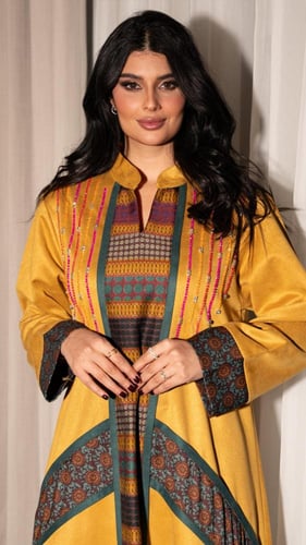 جلابية شتوية شامواه مطرزة مع كشميري