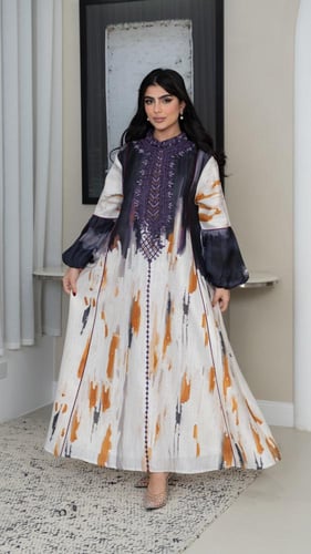 جلابية بتطريز بنفسجي