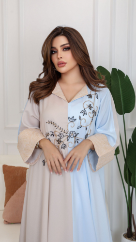 جلابية فخمة مطرزة بلونين