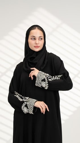 عباية باكمام شك فضي