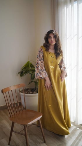 جلابية شتوية باكمام ملونة