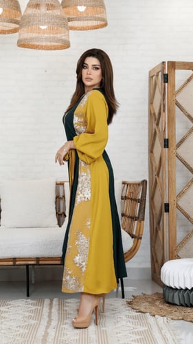 جلابية فخمة بلون اخضر واصفر