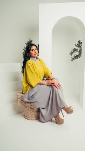 جلابية اصفر ورصاصي