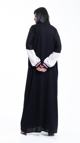 عباية باكمام بيج وعنابي