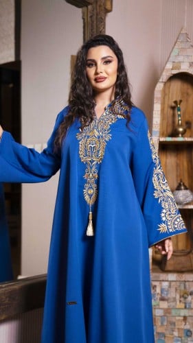 جلابية أزرق مطرزة