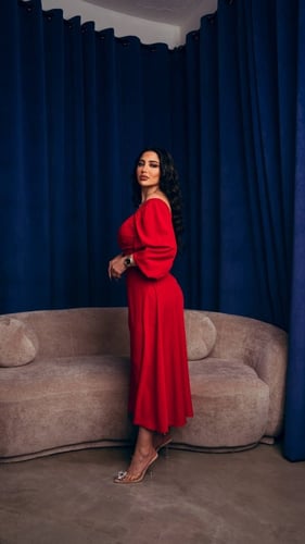 فستان احمر كلاسيك