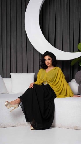 فستان فخم ليموني واسود