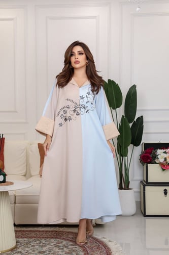 جلابية فخمة مطرزة بلونين