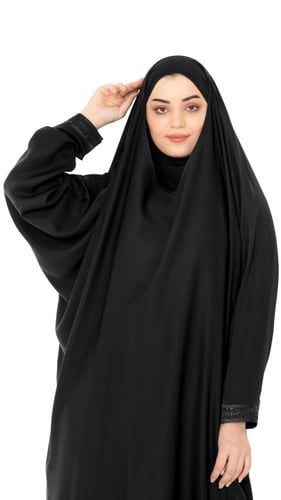 عباية رأس بشريط سميك مزين بكريستال