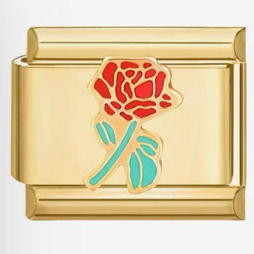 تشارم ذهبي وردة حمراء