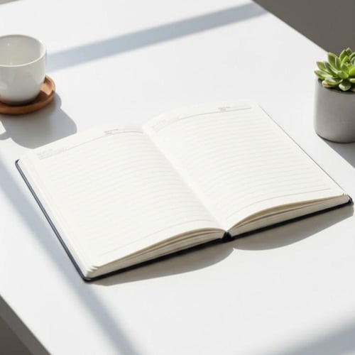 دفتر ملاحظات فاخر GridLeather — لون كريمي مع بني