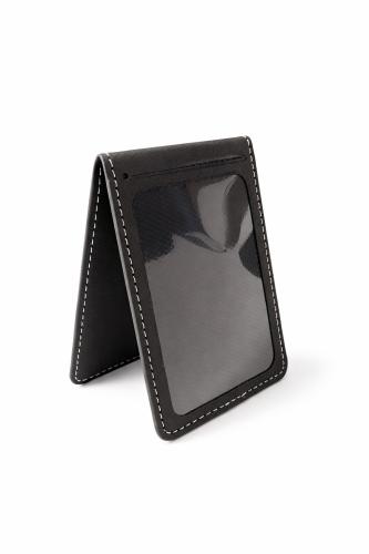 حامل بطاقة تعريف جلدي وجهين رصاصي (Double-Sided Le...