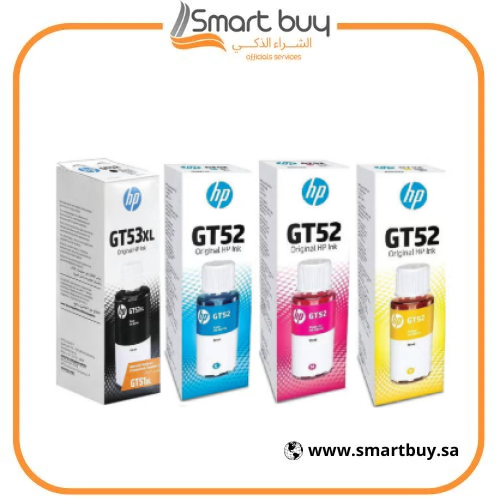 حبر اتش بي ملون GT53XL - GT52 اصلي طقم 4 الوان اسو...