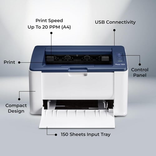 طابعة Xerox Phaser 3020 ليزر أحادية اللون – USB +...