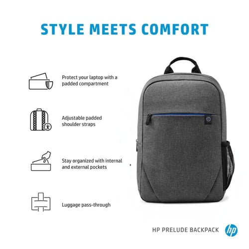 حقيبة اتش بي ظهر بريلود لابتوب مقاس 15.6 رمادي