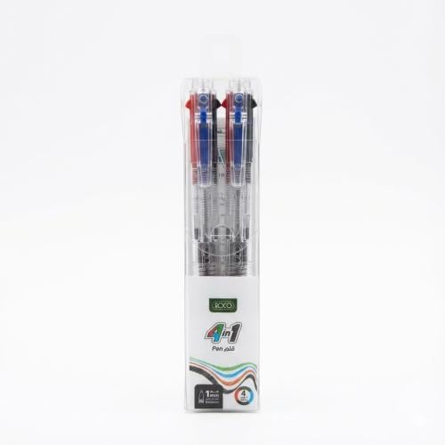 اقلام طقم روكو 4×1 – هيكل أبيض شفاف (4 ألوان في قل...