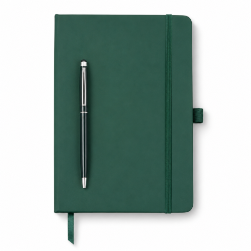 Dark Green Notebook with Elastic Closure and Pen H...