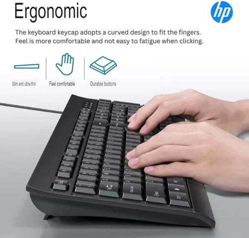اتش بي KM100 لوحة مفاتيح وماوس سلكي للكمبيوتر عربي...