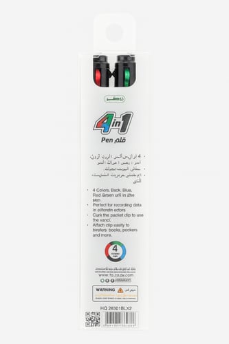 اقلام طقم روكو 4×1 (هيكل أسود، 4 ألوان في قلم واحد...