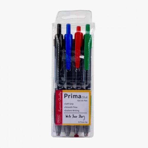 قلم جل بريما كليك 0.7 ملم (عبوة من 4 أقلام)
