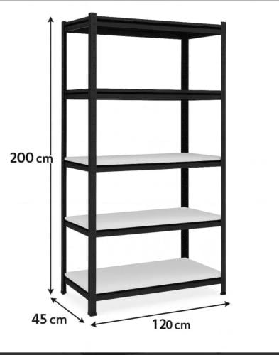 ارفف خشبية معدنية اسود مع ابيض 200 كجم/رف | 200×12...