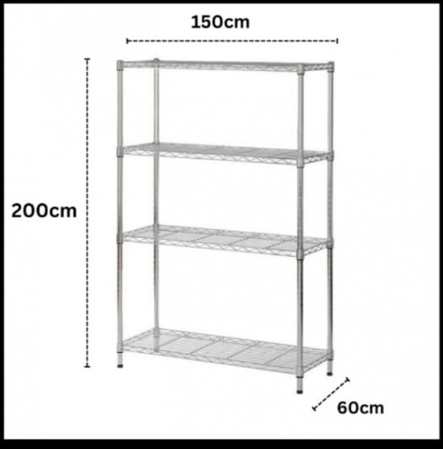رفوف مطبخ كروم سلكية 200x60x150 سم
