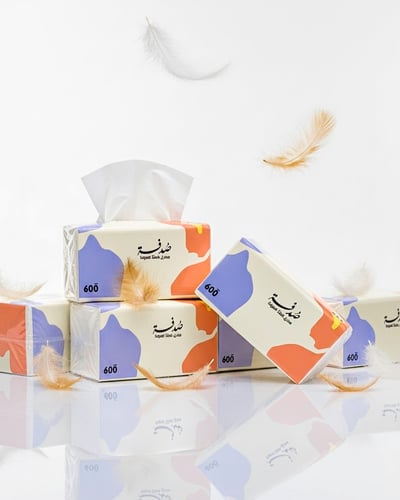مناديل وجه صدفة 40 عبوة (600 منديل مفرد ناعم) 3 طب...