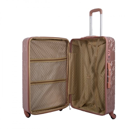 مورانو طقم شنط سفر فايبر من 4 قطع منقوش روز قولد