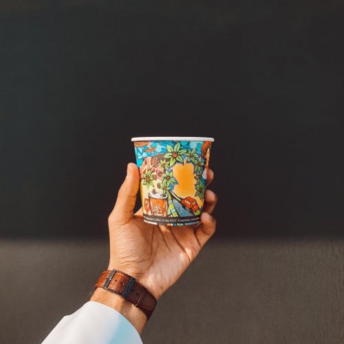 أكواب ورقية (50حبة) حجم 8أونصة (لاتيه) مع أغطية مج...