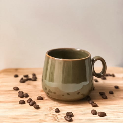 Mug ceramic handle ring (Green) 280 ml