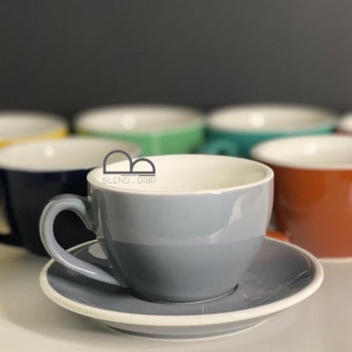 كوب لاتيه 190 مل لون رمادي ( مع صحن )