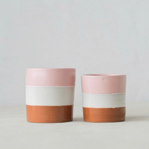 كوب فخار للقهوة 3-Tone Dusty Pinkصغير 190 ml