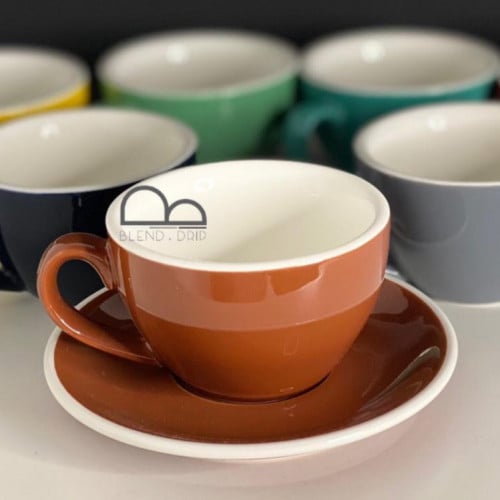 كوب لاتيه 190 مل لون بني ( مع صحن )