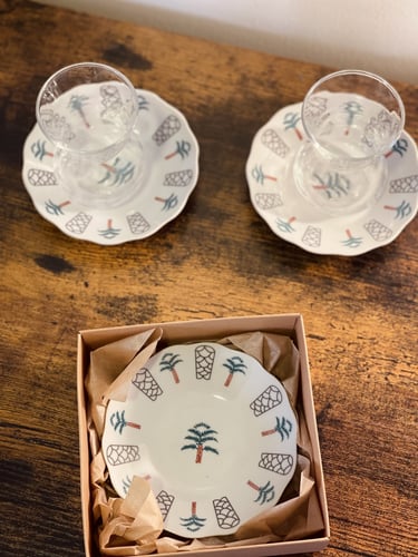 طقم صحن شاي نقش تراثي