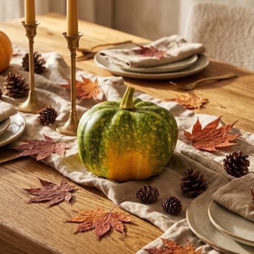 ديكور قرع أخضر وأبيض بتصميم واقعي