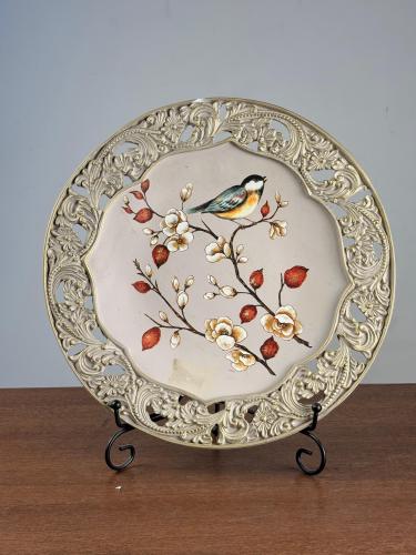 طبق سيراميك ديكوري بنقشة عصافير