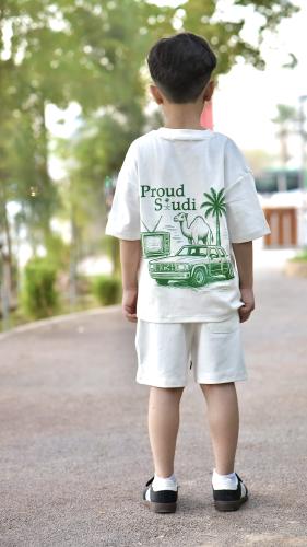 طقم تيشرت وشورت اليوم الوطني اوفر سايز 95 - PRUD S...