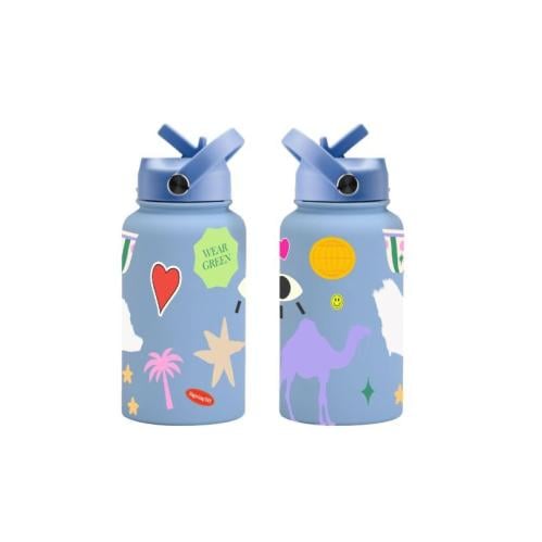 The blue bottle with printing