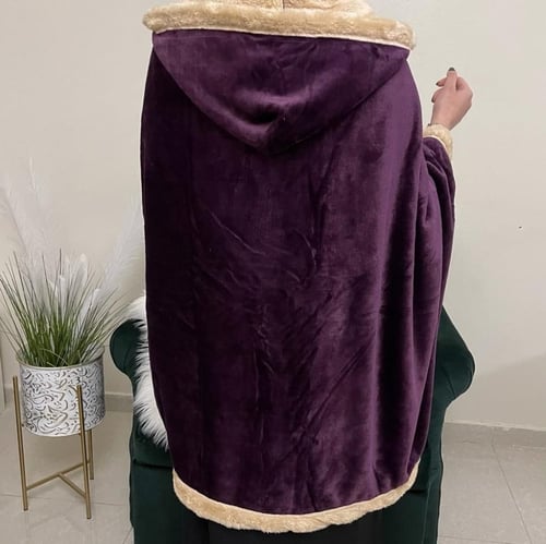 شال فرو شتوي مع طاقية تصميم الاسم حسب الطلب