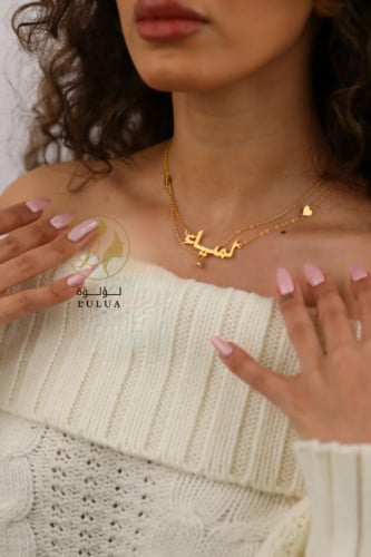 سلسال بتصميم سلسالين رقبة مع لمسة القلوب و الزركون...