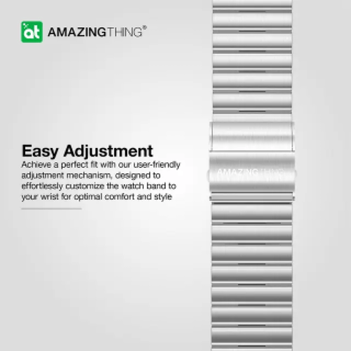 سوار ساعة ابل 44 و 42 و45و49 مم ستانلس ستيل لون فض...