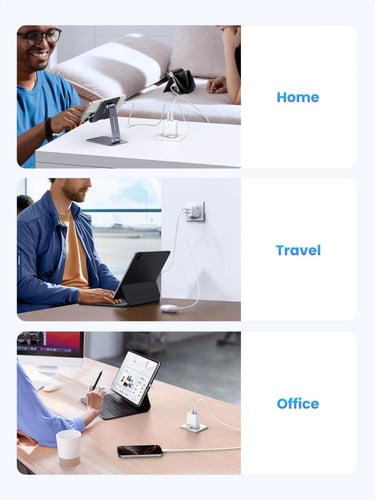 شاحن جداري يوجرين بمنفذ USB-C ومنفذ USB وبقوة 20 و...