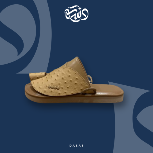 حذاء جلد النعام بيج طبيعي