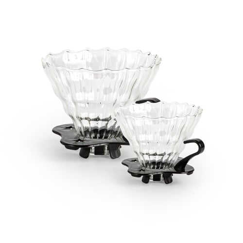 قمع قهوة زجاجي بقاعدة بلاستيك