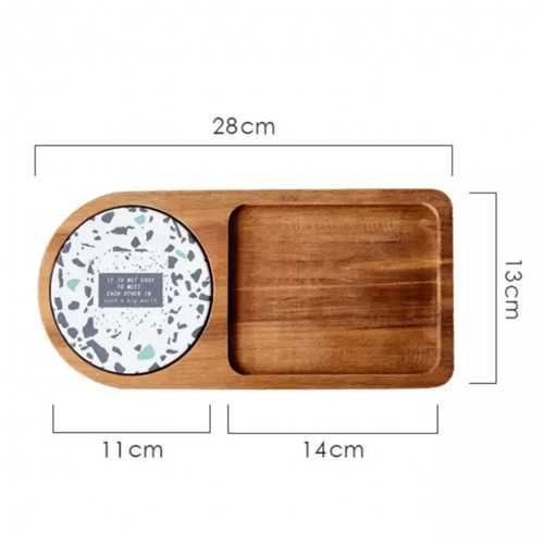 صينية تقديم خشبية مع كوستر