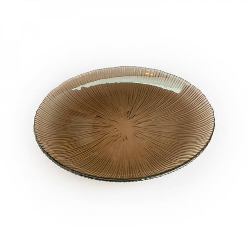 صحن زجاجي رمادي كبير