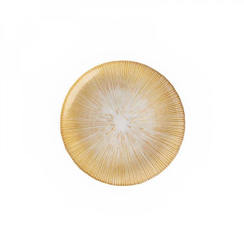 صحن زجاجي ذهبي كبير