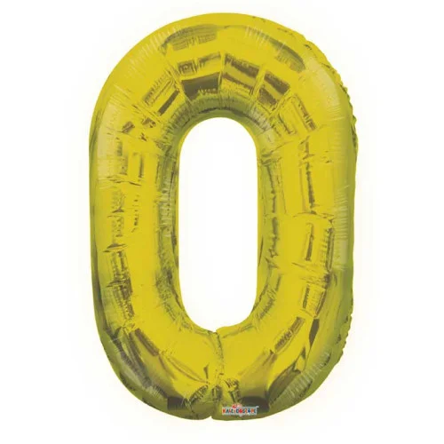 بالون رقم 0 Helium balloon فضي وذهبي