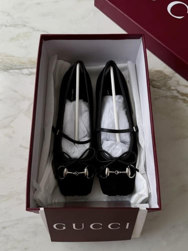 Gucci horsebit GG canvas ballet flats